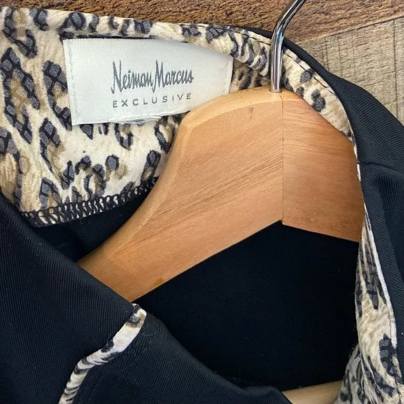 Black Zip-Up Athletic Jacket w/Leopard Trim by NEIMAN MARCUS - Picture 7 of 15